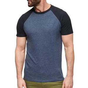 Ropa de hombre de algodón de alta calidad personalizada OEM de Color de contraste, camisetas de manga corta con cuello redondo, ropa de calle de verano, camiseta para hombre de todas las tallas - Product Image 1