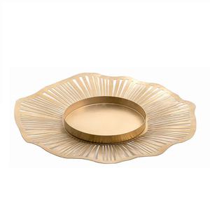 Royal Looking Hoteles Restaurantes Hogar Cocina Otro Evento Bandeja de acabado chapada en oro de metal con mesa de fiesta de boda - Product Image 1