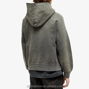 เสื้อฮู้ดล้างกรดสำหรับผู้ชายสีดำตามสั่งสไตล์สตรีทแวร์ใหม่สไตล์สตรีทสำหรับฤดูหนาวขายส่ง - Product Image 2