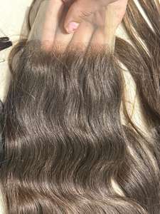 Vente en gros 100% brut 4x4 fermeture ondulée couleur naturelle cuticule alignée vague profonde temple indien extensions de cheveux humains non transformés - Product Image 5