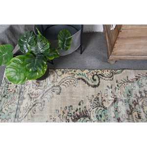 Alfombra turca hecha a mano Vintage 4,1X9,8 pies Beige verde Rectangular Aubusson diseño para sala de estar pasillo perfecto como alfombra de noche - Product Image 5