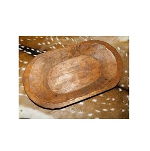 Bol à pâte en bois rustique de grande taille, finition artisanale, bol décoratif en bois pour centre de table, saladier en bois - Product Image 1