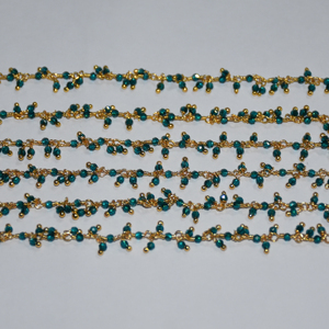green hydro Beads wire wrapped Cluster <b>Rosary</b> Chain, Beaded Chain for Bracelet necklace jewelry Making, 2mm hydro beads chain - Product Image 4