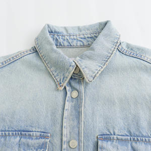 Chaqueta vaquera cómoda antiarrugas para mujer, ropa activa transpirable, tarifa barata, último diseño, chaqueta vaquera para mujer con bolsillos - Product Image 3