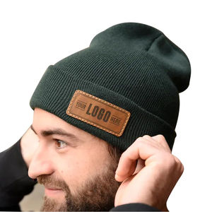 Gorro con parche personalizado | Gorro de invierno con parche de cuero, el mejor estilo, moda para exteriores, personalizado, precio barato, transpirable, 2025 - Product Image 1
