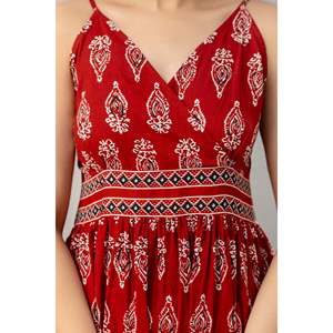 Motivos Étnicos Impreso Rojo Sin Mangas Fit and Flare Maxi 2017 - Product Image 4