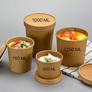 8 gobelets à soupe en papier de 12 oz avec couvercles, bols jetables en kraft pour soupe, dessert, yaourt, crème glacée, contenants en papier - Product Image 5