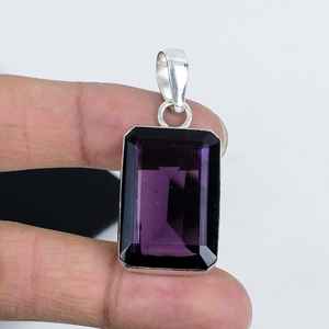Pendentif en améthyste fait main, argent sterling 925, style vintage, collier unique avec pierre précieuse, haute qualité, pour femmes, enfants, hommes, cadeaux - Product Image 4