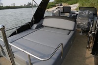 Bateau Ponton Kinlife Certifié CE pour Yacht Sportif 10 Passagers avec Plate-forme de Baignade, Toit Arche, Moteur Hors-Bord LED 90 CV pour Pêche, Sports et Loisirs