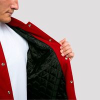 Manteau long bomber personnalisé pour homme, style universitaire, en laine, coupe classique, manches en cuir d'agneau véritable, réversible, respirant, col mandarin