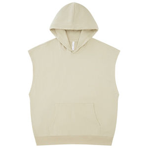 Streetwear Men's Blank Heavyweight Cotton Sleeveless <b>Hoodie</b> Custom Print <b>Black</b> Summer <b>Plain</b> Dyed - Product Image 1