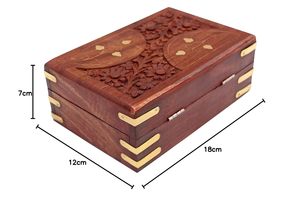 Joyero de madera para mujer Organizador de joyas de madera tallado a mano con tallas intrincadas Artículos de regalo 6 pulgadas (Brown02) - Product Image 4