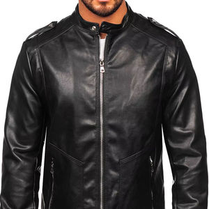 Chaqueta informal a la moda para hombre de invierno, precio al por mayor personalizado, color sólido con diseño de cuero liso con cremallera - Product Image 5