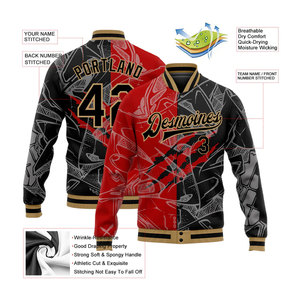 Veste bomber personnalisée avec nom d'équipe et numéro, collage, broderie, veste de baseball d'échauffement, homme, séchage rapide - Product Image 2