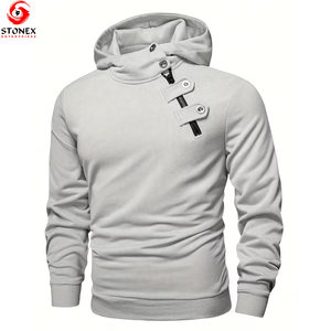 เสื้อฮู้ดโอเวอร์ไซส์ผู้ชาย แขนยาว ผ้าฟลีซคอตตอน 100% ระบายอากาศ แห้งเร็ว มีกระเป๋าหลายช่อง 2 ชิ้น  พร้อมปักโลโก้ตามสั่ง สำหรับฤดูหนาว - Product Image 1