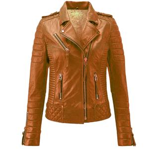 Blouson de moto réversible en cuir d'agneau véritable style vintage pour femme avec doublure satinée, design tissé respirant et coupe-vent 2026 - Product Image 1