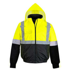 Blouson aviateur d'hiver haute visibilité personnalisable avec caractéristiques de sécurité réfléchissantes Logo personnalisé Vêtements de travail pour la construction et la sécurité - Product Image 1