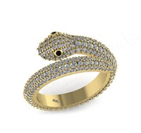 2025 grosir 925 Sterling cincin ular perak Adjustable perhiasan halus mawar emas kubik zirkonia unik disesuaikan hadiah wanita