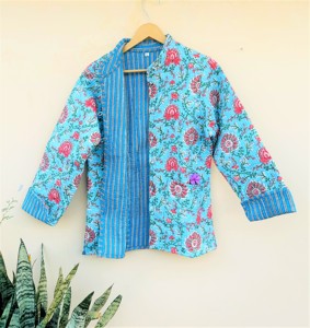 Veste décontractée réversible pour femmes à la main Texture florale matelassée col montant hiver coton imprimé lot de gros - Product Image 6