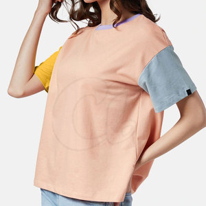 Ropa de verano Contraste Color Mujeres Camisetas Logotipo personalizado Impresión Mujeres Camisetas Para Venta en línea - Product Image 3
