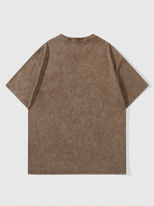 Tendance goutte épaule blanc numérique imprimé hommes T-Shirt 100% coton à manches courtes décontracté respirant acide lavé fait Pakistan - Product Image 5