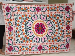 ผ้าคลุมโต๊ะปักลายเป็ดแบบดั้งเดิม aari ผ้าฝ้าย100% จานสีสดใส - Product Image 5