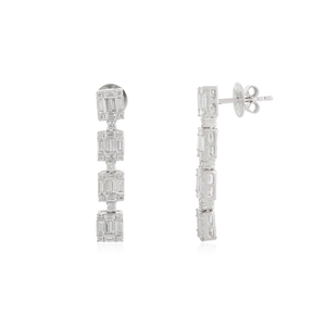 Bijoux de mariage de luxe pour femmes de haute qualité magnifique nouvellement conçu solide 18K or blanc véritable diamant boucles d'oreilles goutte - Product Image 3