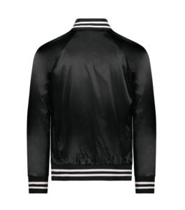 Chaqueta Bomber Delgada de Lona Negra para Hombre con Cuello Alto y Logotipo Frontal, Diseño Inspirado en Chicago - Product Image 2