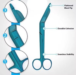 กรรไกรตัดผ้าพันแผลสแตนเลสแบบแมนนวลมีความทนทานสีฟ้า - Product Image 3