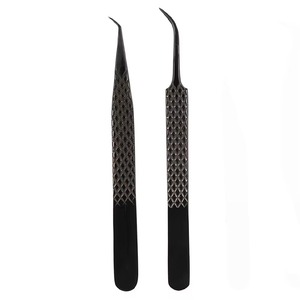 ชุด 4 ชิ้น แหนบต่อขนตาสแตนเลสสตีลคุณภาพสูง ทนทาน ป้องกันไฟฟ้าสถิตย์ พร้อมด้ามจับแบบ Black Diamond สำหรับงานต่อขนตาแบบมืออาชีพ - Product Image 5