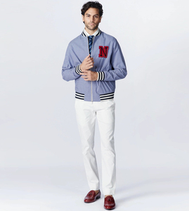 Veste universitaire unisexe tendance, coupe ample, col et poignets côtelés, manches contrastées, broderie personnalisée tendance, vêtements d'équipe scolaire - Product Image 1