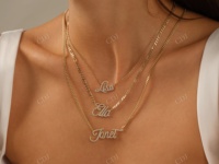Collier avec nom personnalisé avec chaîne en câble pour femmes Plaqué or 14K/18K Argent sterling et or 18K Moissanite de clarté VVS