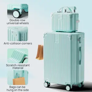 Toptan fabrika sıcak satış taşınabilir büyük kapasiteli Hardside katı renk seyahat bavul şifre ile valiz Set