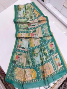 Ropa de boda de diseñador de calidad Premium, tendencia exclusiva, sensación suave y bonita, seda Dhanwari con estampados Pichwai, saris - Product Image 2