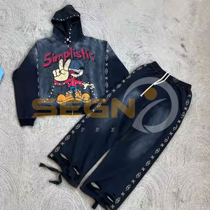 Haute qualité 100% coton hommes personnalisable 2 pièces recadrée Zip survêtement en gros Streetwear survêtement à la mode - Product Image 6