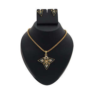 Kriaa Vintage <b>Gold</b> Plated Pendant <b>Set</b> with Austrian Stone Fine Jewelry <b>Earring</b> Accessories for Gift 1200302 - Product Image 1