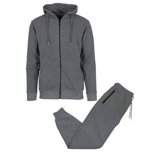 À la mode à manches longues à capuche ensemble unisexe Streetwear tissu doux survêtement 100% coton vêtements de sport d'hiver fermeture éclair 2 pièces ensembles - Product Image 1