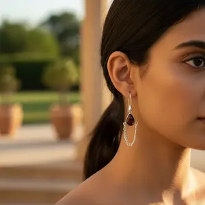 Boucles d'oreilles en argent 925 en forme de larme avec placage or rose et zircon diamanté, perle pour mariage, fête, cadeau parfait pour les femmes - Product Image 1