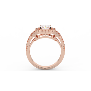 Anillo fino de oro amarillo de 14 quilates con diamante de corte esmeralda Diamantes de Halo chapados en rodio Certificado IGI Número de patrón WA16 - Product Image 4