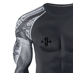 Ropa deportiva de color sólido Sublimación transpirable para hombre Rash Guard Spandex y poliéster Logotipo personalizado de alta calidad para hombre - Product Image 6
