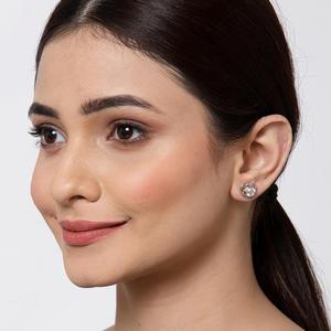 NOVAMART Fine Premium 925 <b>Sterling</b> <b>Silver</b> <b>Stud</b> Earrings for Women & Girls Geometric Heart Flower Shapes Rose Gold with Diamond T - Product Image 5
