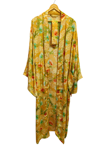 Kimono d'été de luxe, couverture de bikini, robe longue de nuit, kimono sari indien vintage en soie recyclée fait à la main, - Product Image 2