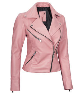 เสื้อแจ็คเก็ตไบค์เกอร์สำหรับผู้หญิงและผู้ชายเสื้อโค้ทหนังวัวสีชมพูอ่อนแบบดั้งเดิมใหม่โค้ทปกตั้งเคลือบสำหรับ2026 - Product Image 5