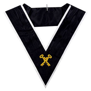 Rito escocés AASR 30th Degree Collar Bordado Cuero Tesorero Insignia Coser-On Técnica - Product Image 1