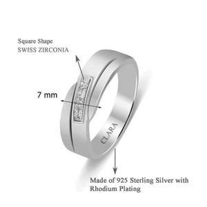 NOVAMART Fine Buy Premium 925 Pure Sterling <b>Silver</b> <b>Rings</b> for <b>Men</b> Geometric Pattern Gemstone Zircon Main Stone Everyday Wear Wedd - Product Image 2