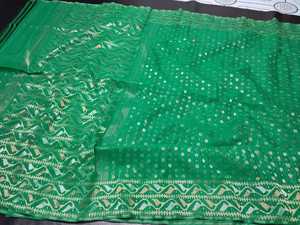 Qualité Export Exclusive Deshi Dhakai Jamdani Sharee pour Femme JAMDANI TISSU Bleu ROUGE VERT Doré Bleu Ciel du Bangladesh - Product Image 2