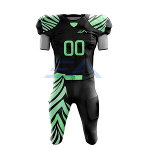 Ensembles d'uniformes de football américain respirants à manches courtes, personnalisables, de haute qualité et à prix abordable, fabriqués 100 % en polyester pour toutes les saisons - Product Image 1