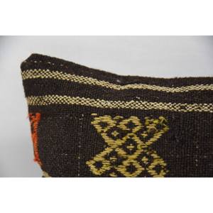 Oreiller de traversin en laine Kilim marron 12x20 pouces Moelleux Vintage Tissé Motifs Eco Friendly Antidérapant Amovible et Lavable Literie - Product Image 2