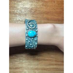 Bracelet manchette Royston en turquoise et argent sterling, accessoire de mode Bandy Billy - Product Image 4