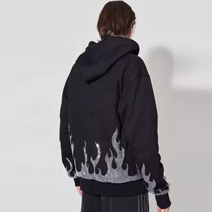 Sudadera con Capucha para Hombre, 100% Algodón, Transpirable, Estilo Urbano, Invierno, Color Sólido, con Cordón Cruzado y Detalle de Pedrería, Logotipo Personalizado - Product Image 6